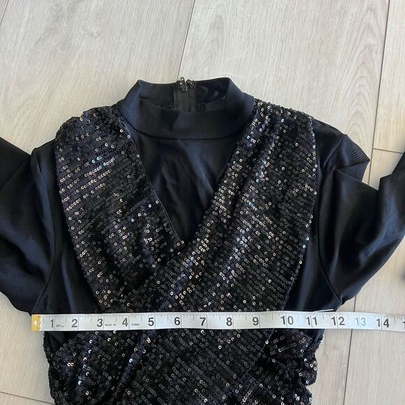 Animari Elegant Black Sequin mini dress size M - Picture 6 of 10